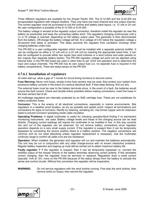 Ampair Pacific 300 Wind Turbine Manual - Energy Connect UK