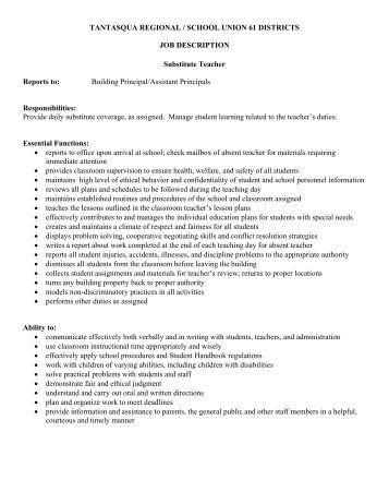 Substitute Job Description - Tantasqua.org