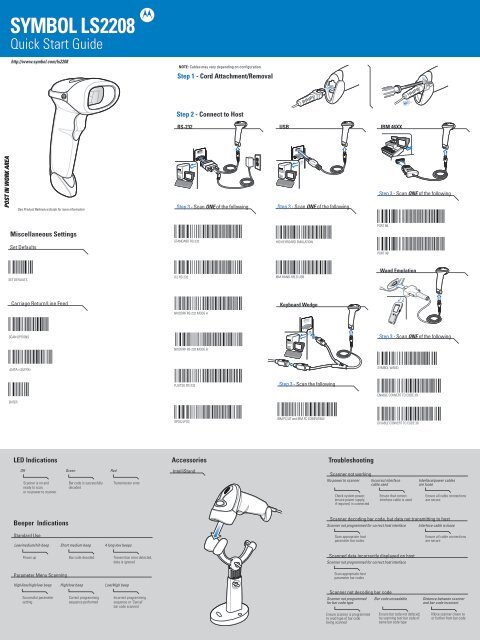 Symbol LS2208 Quick Start Guide - Barcode Scanners