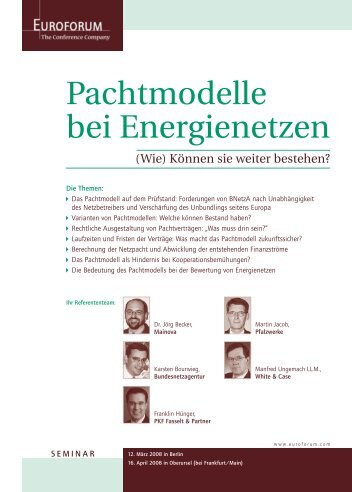 Pachtmodelle bei Energienetzen - PKF Fasselt Schlage