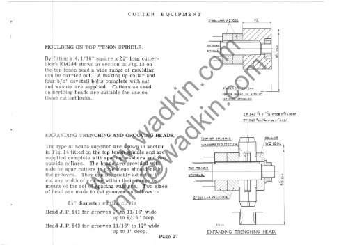 Wadkin ECA Tenoner Manual and Parts List