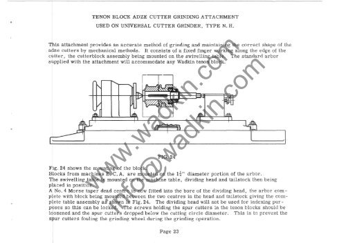 Wadkin ECA Tenoner Manual and Parts List