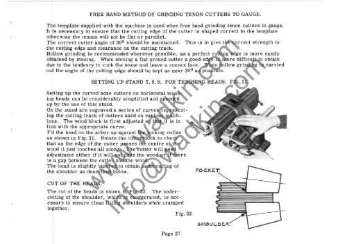 Wadkin ECA Tenoner Manual and Parts List