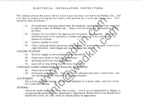 Wadkin ECA Tenoner Manual and Parts List