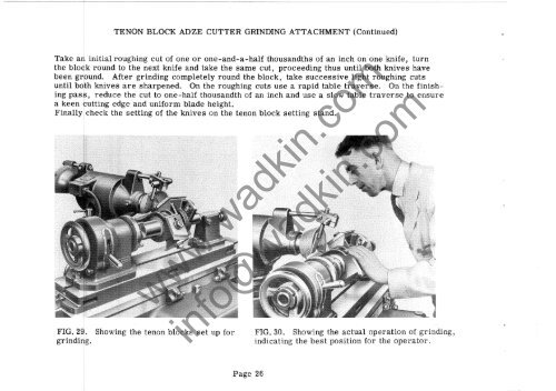 Wadkin ECA Tenoner Manual and Parts List