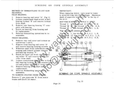 Wadkin ECA Tenoner Manual and Parts List