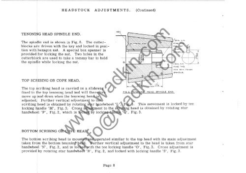 Wadkin ECA Tenoner Manual and Parts List