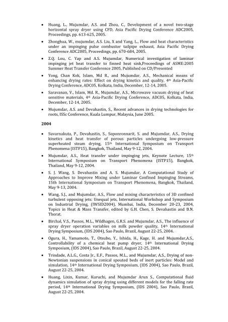 Publications of Prof. Arun S. Mujumdar (1978- January 2012)