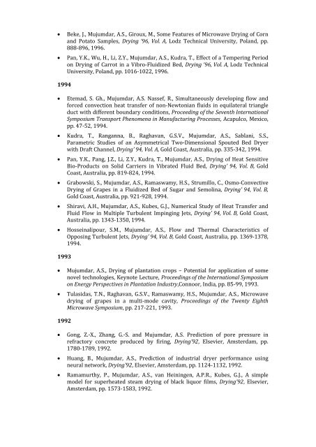 Publications of Prof. Arun S. Mujumdar (1978- January 2012)