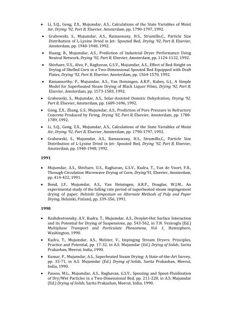 Publications of Prof. Arun S. Mujumdar (1978- January 2012)