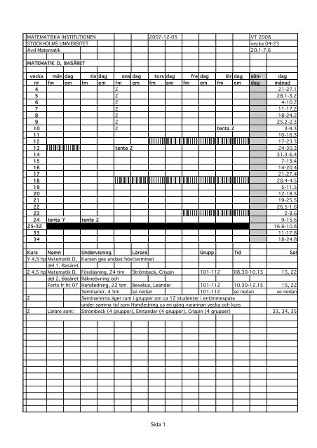 Sida 1 - Matematiska institutionen - Stockholms universitet