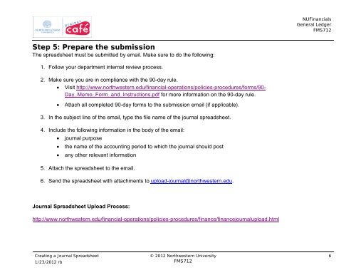 Creating a Journal Spreadsheet - Northwestern University