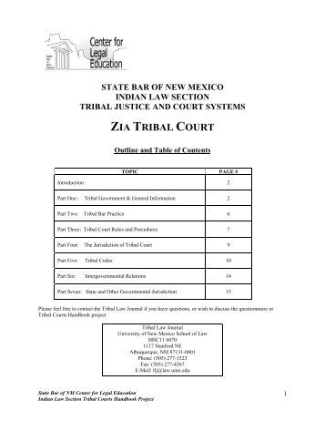 ZIA TRIBAL COURT - Tribal Law Journal - University of New Mexico