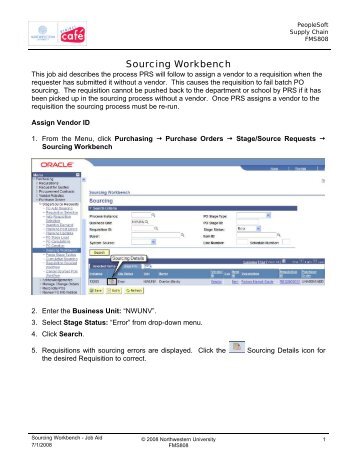 Working with Sourcing Workbench - Northwestern University