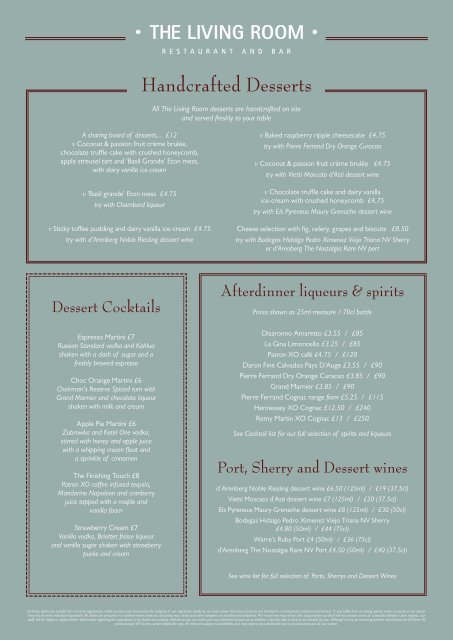 Dessert Menu