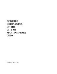 CODIFIED ORDINANCES OF THE CITY OF MARTINS FERRY OHIO