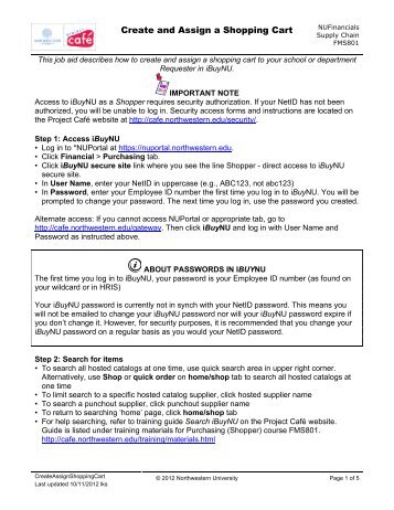 Create and Assign a Shopping Cart - Project Café - Northwestern ...