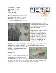 English War Bride Jean Beryl Cameron nee Sargent - Pier 21