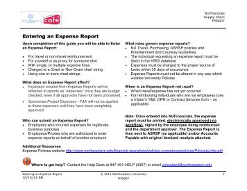 Entering an Expense Report - Northwestern University