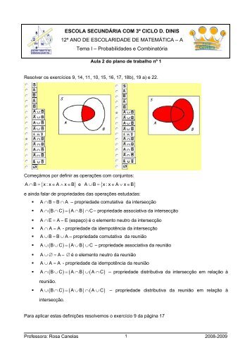 Resolver os exercícios 9, 14, 11, 10 15, 16, 17, 18b), 19 a) e 22