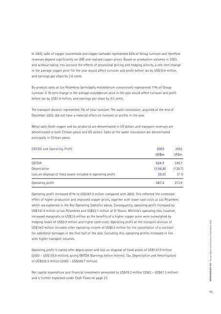 Annual Report 2003 - Antofagasta plc