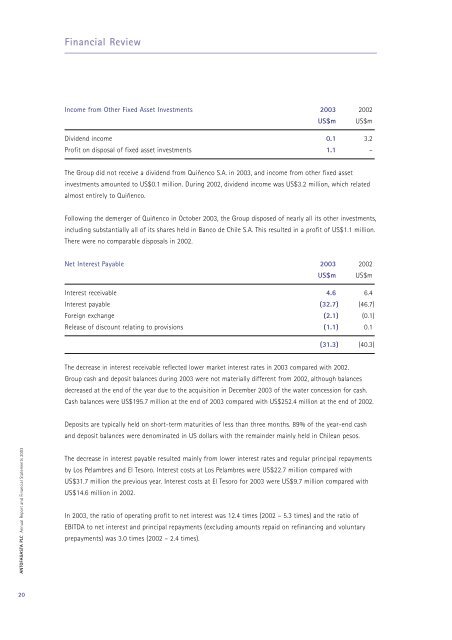 Annual Report 2003 - Antofagasta plc