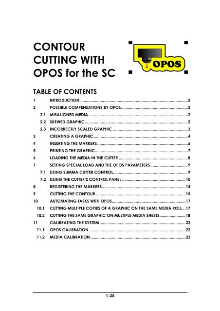 CONTOUR CUTTING WITH OPOS for the SC - Summa Online