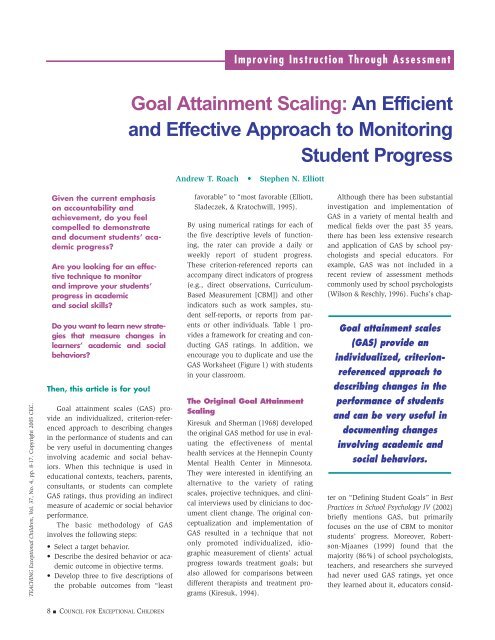 Goal Attainment Scaling: An Efficient and Effective Approach to ...