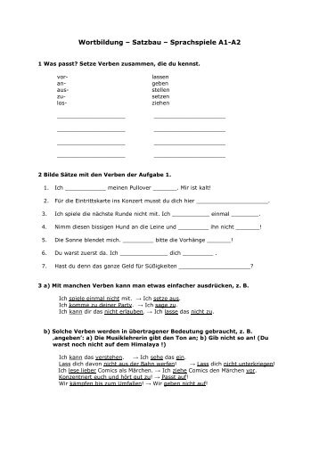 Wortbildung – Satzbau – Sprachspiele A1-A2