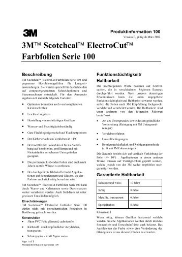 3M™ Scotchcal™ ElectroCut™ Farbfolien Serie 100