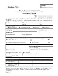 Accident / Hospitalisation Claim Form - Tata AIA Life Insurance