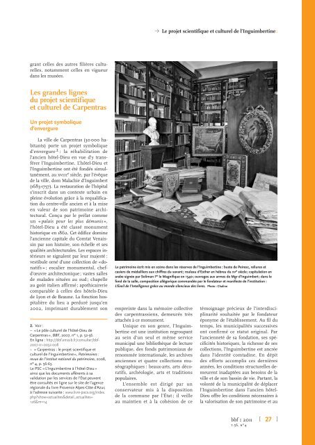 Le projet scientifique et culturel de l'Inguimbertine :