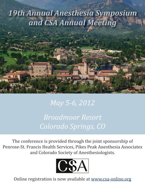 19th Annual Anesthesia Symposium and CSA Annual Meeting