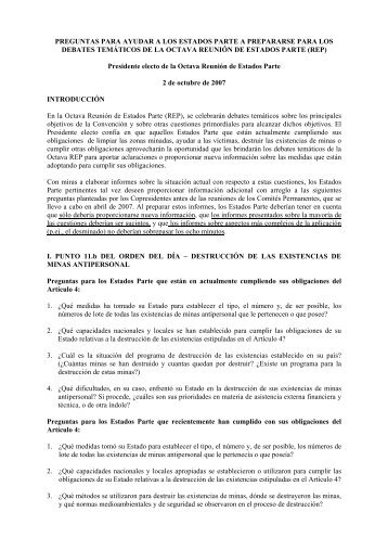 preguntas para ayudar a los estados parte a prepararse para los ...