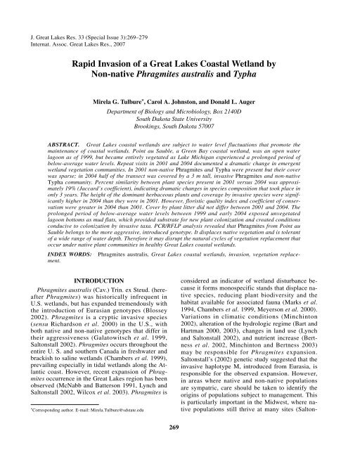 Rapid Invasion of a Great Lakes Coastal Wetland by Non ... - BioOne