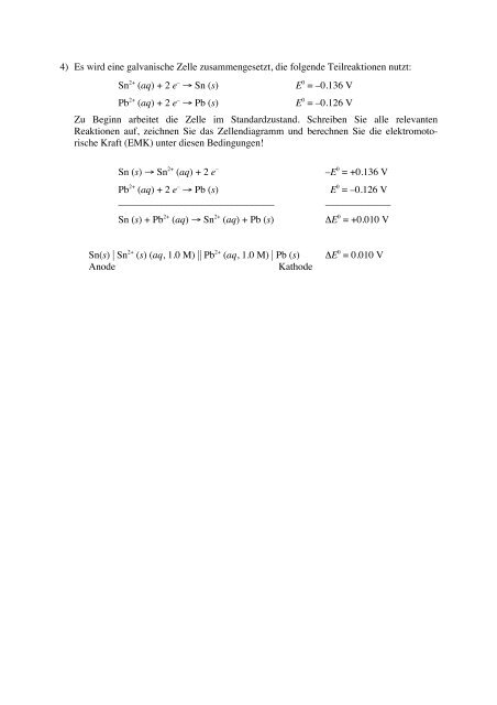 Chemie I Redox / TD 1 HS 2012 MusterlÃƒÂ¶sung X 1) Kann Fe3+ beim ...