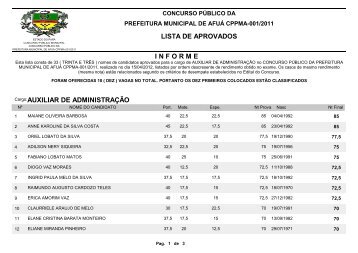 LISTA DE APROVADOS PORTADOR DE NESSECIDADES ... - FIBRA.