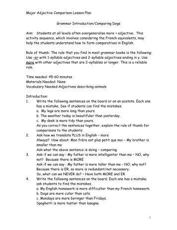 Major Adjective Comparison Lesson Plan