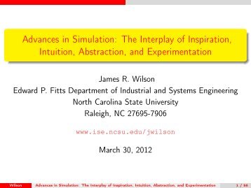 Advances in Simulation: The Interplay of Inspiration, Intuition ...