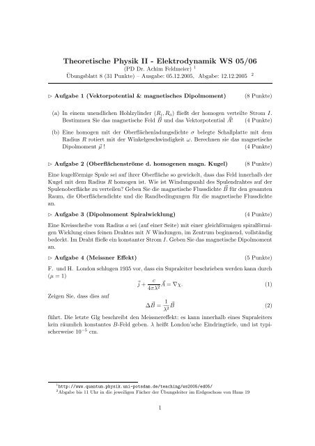 Theoretische Physik II - Elektrodynamik WS 05/06