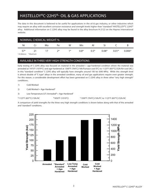 HASTELLOY C-22HS ALLOY - Haynes International, Inc.