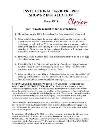 Installation Instructions - Clarion Bathware