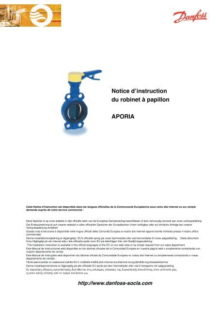 Notice d instruction du robinet Ã papillon APORIA - SOCLA