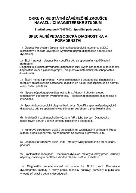 SPPG diagnostika a poradenstvÃ­ - Univerzita Karlova