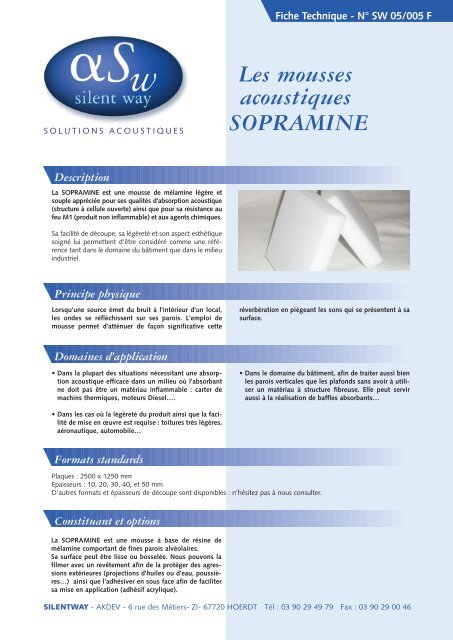 Fiche technique Sopramine PDF - dBstop