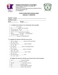 study guide first partial exam english 1 semester - Instituto ...