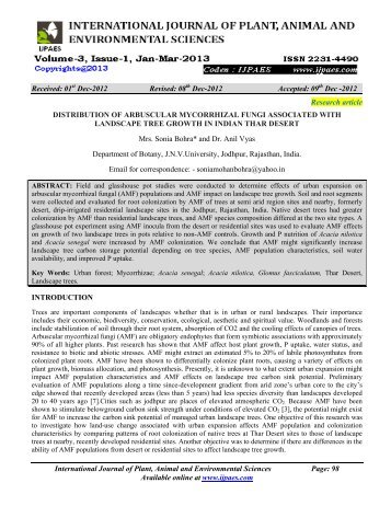 distribution of arbuscular mycorrhizal fungi associated ... - Ijpaes.com