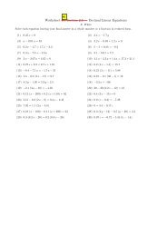 Worksheet #7 Section 2.3 â Decimal Linear Equations