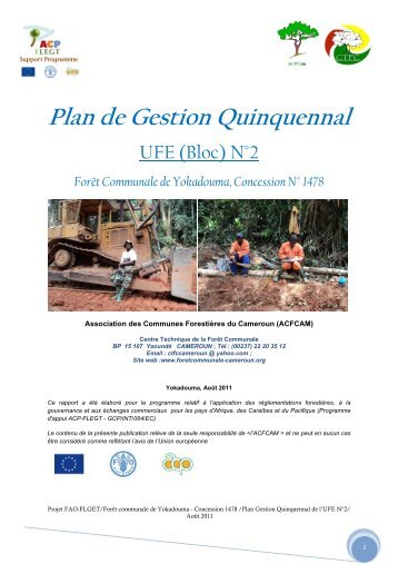 Plan de Gestion Quinquennal - Centre Technique de la ForÃªt ...