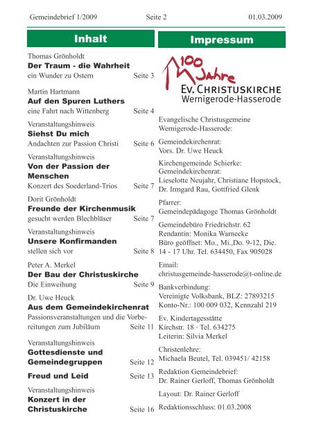 GEMEINDEBRIEF - Evangelische Christusgemeinde Wernigerode ...